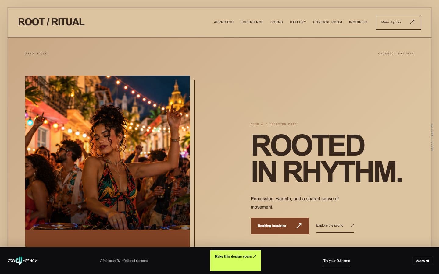 Afrohouse DJ website design preview