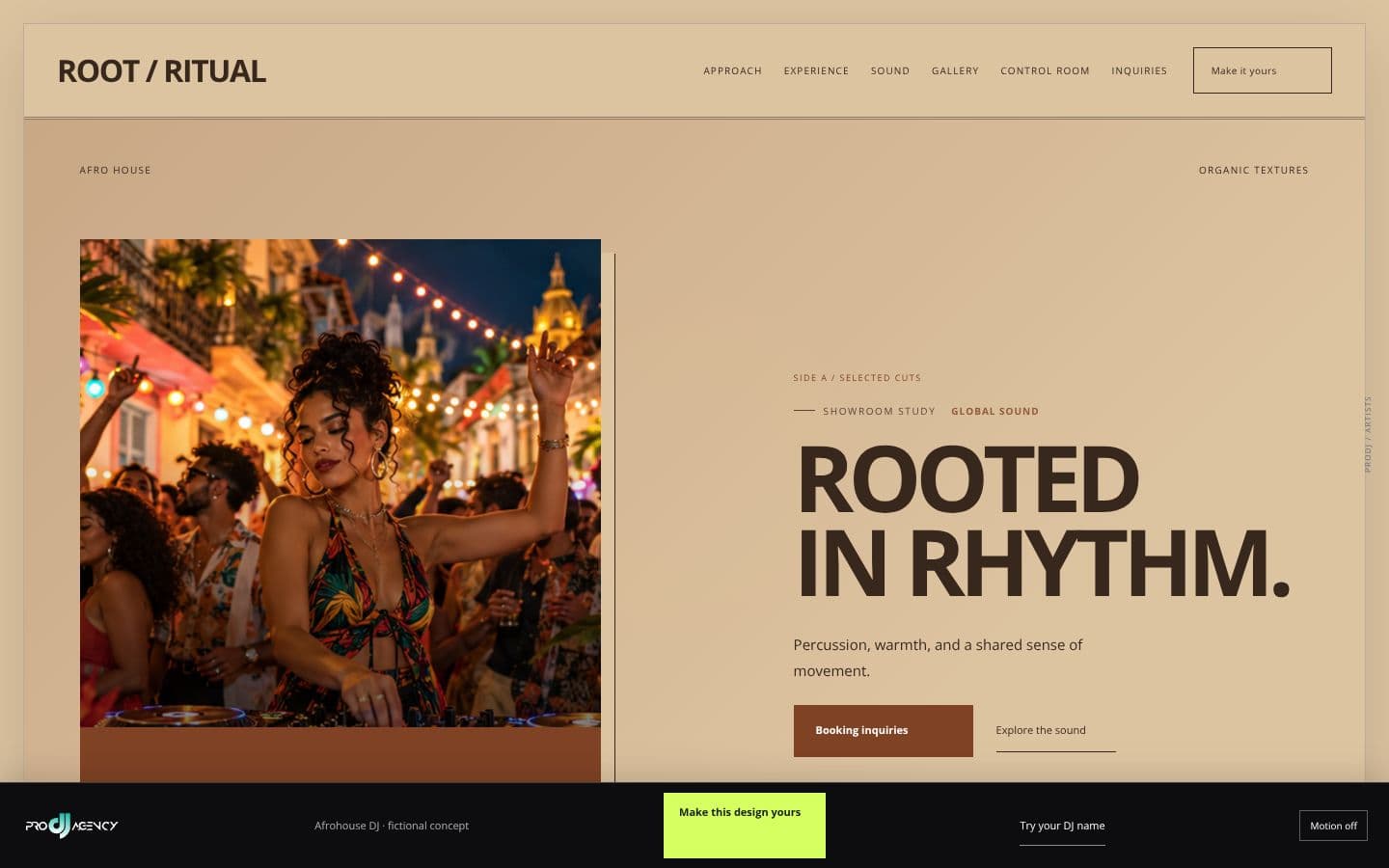 Afrohouse DJ website design preview