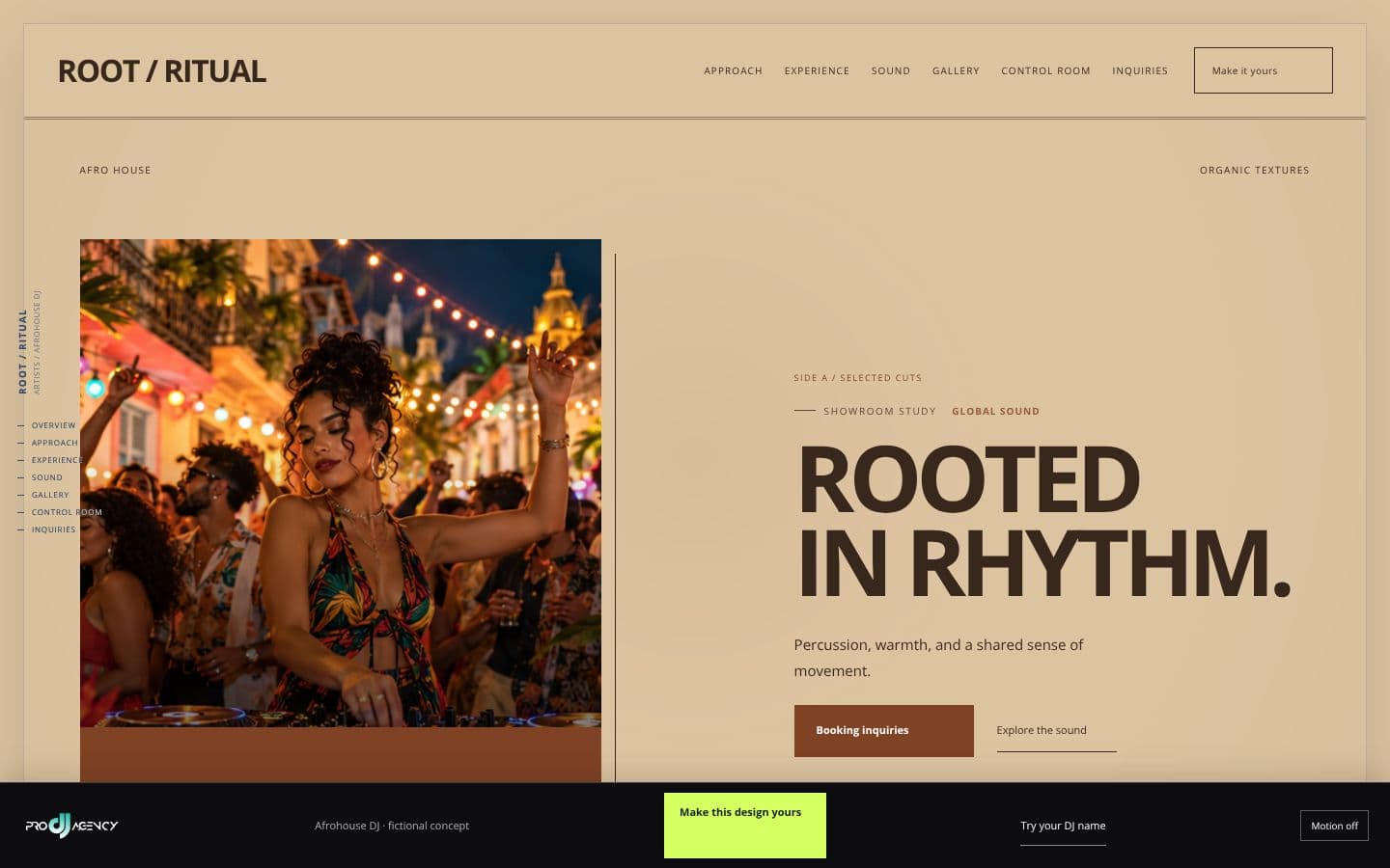 Afrohouse DJ website design preview