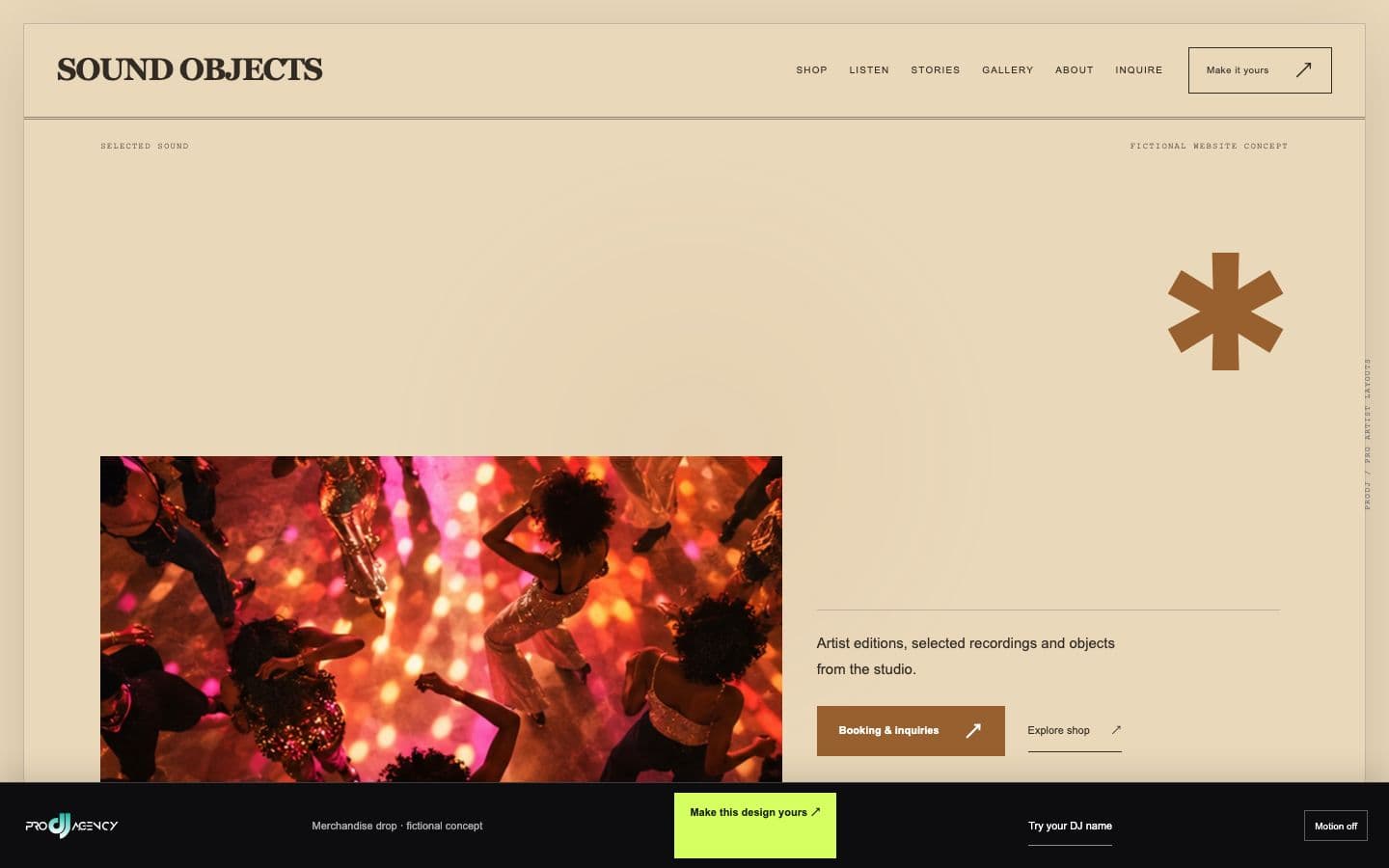 Merchandise drop website design preview