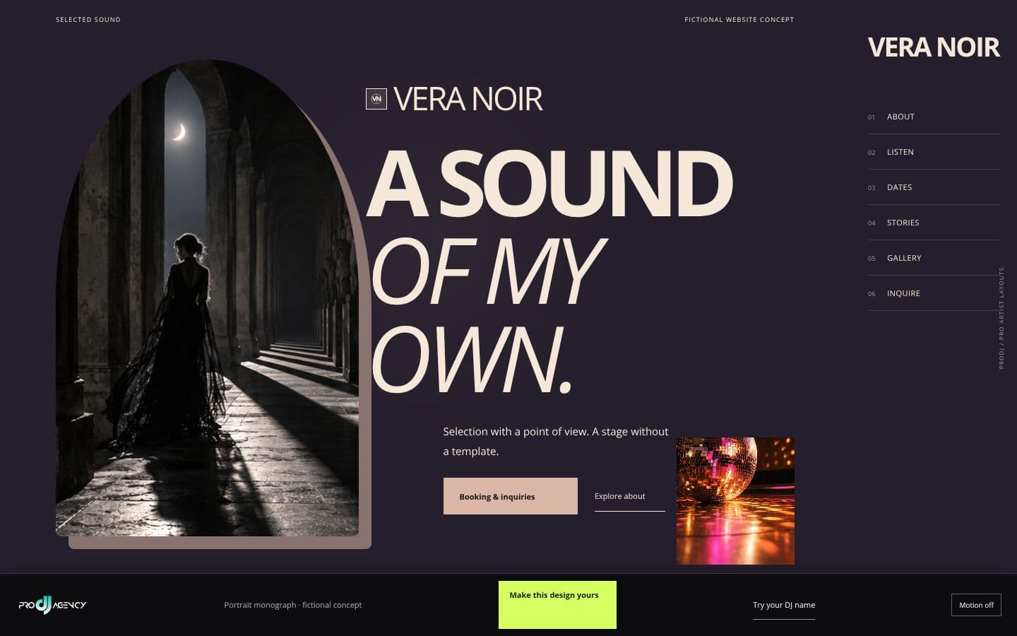 Portrait monograph website design preview