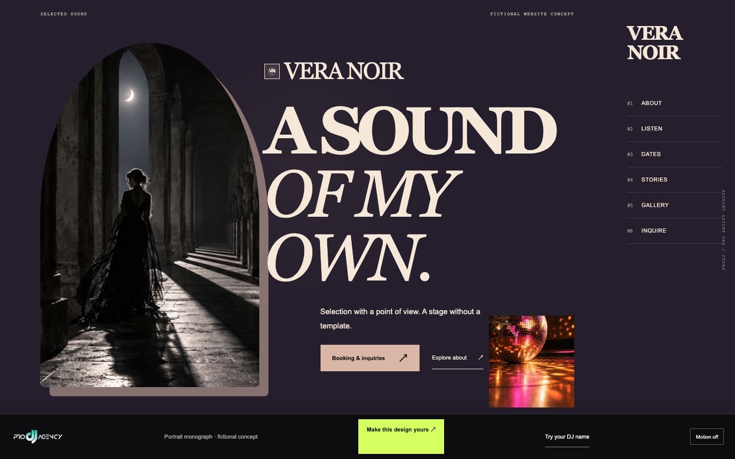 Portrait monograph website design preview