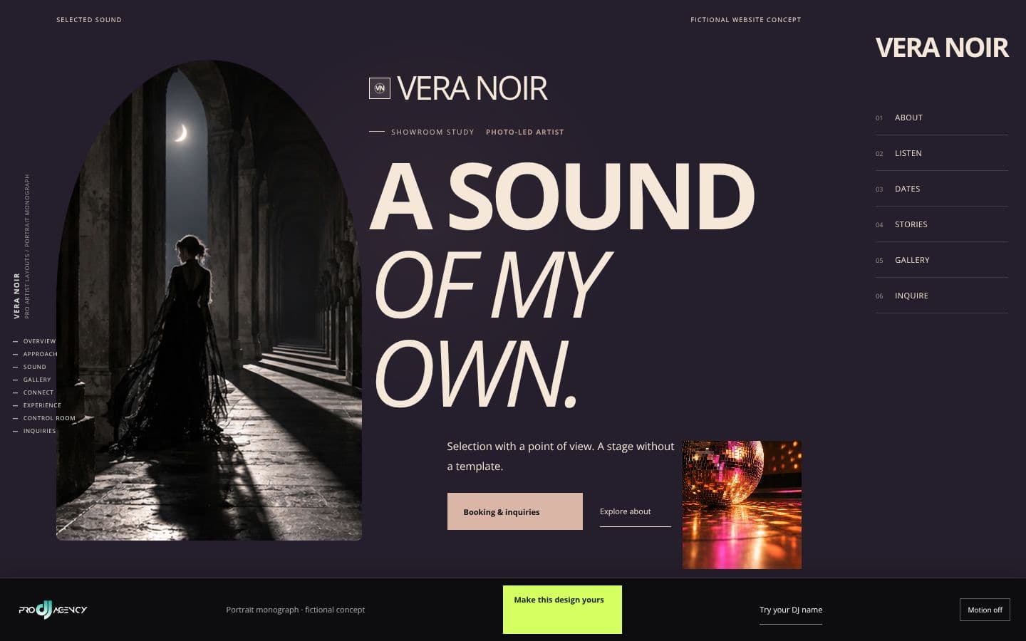 Portrait monograph website design preview