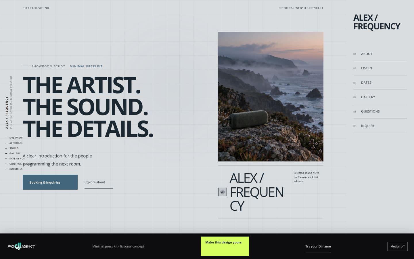 Minimal press kit website design preview