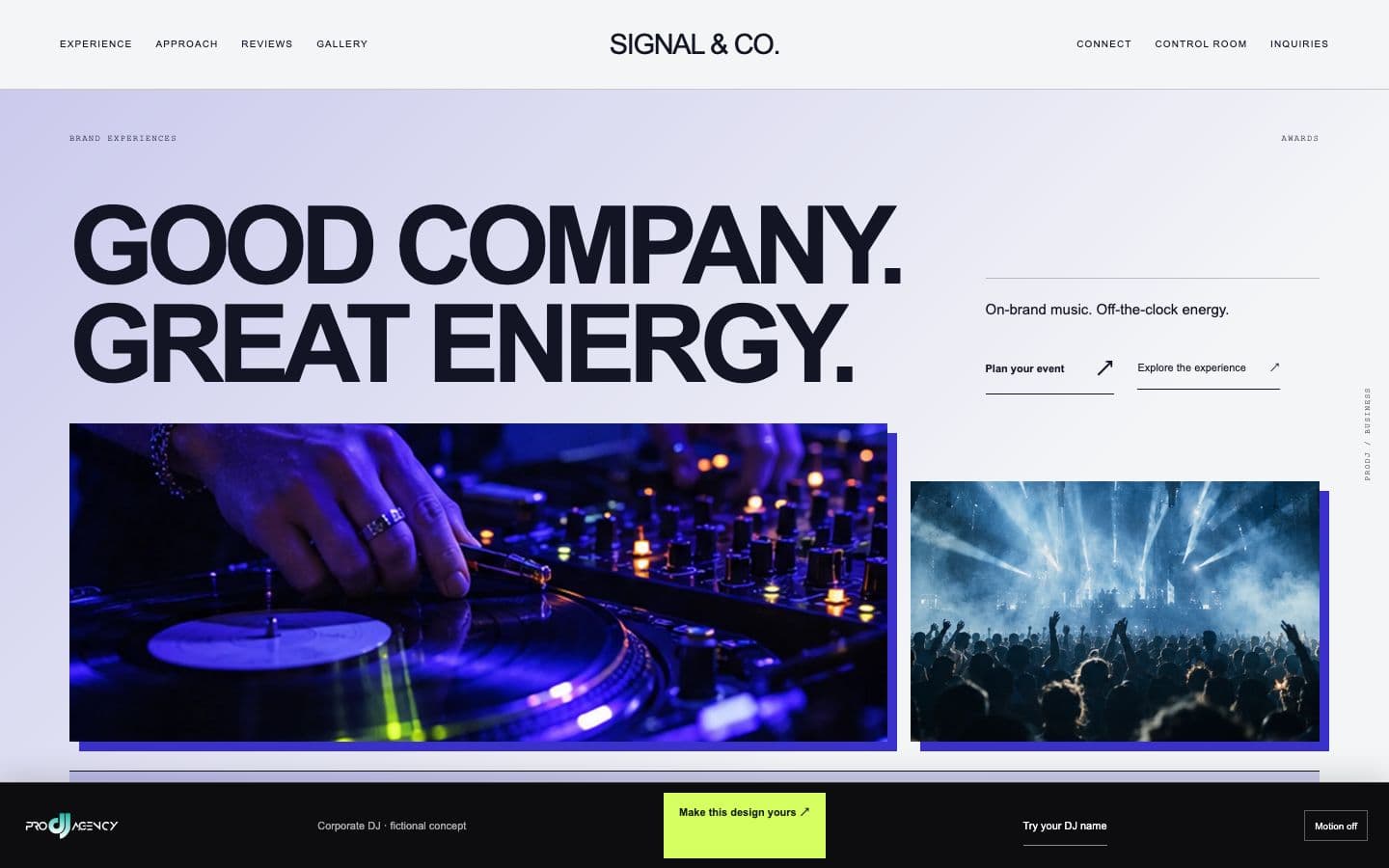 Corporate DJ website design preview