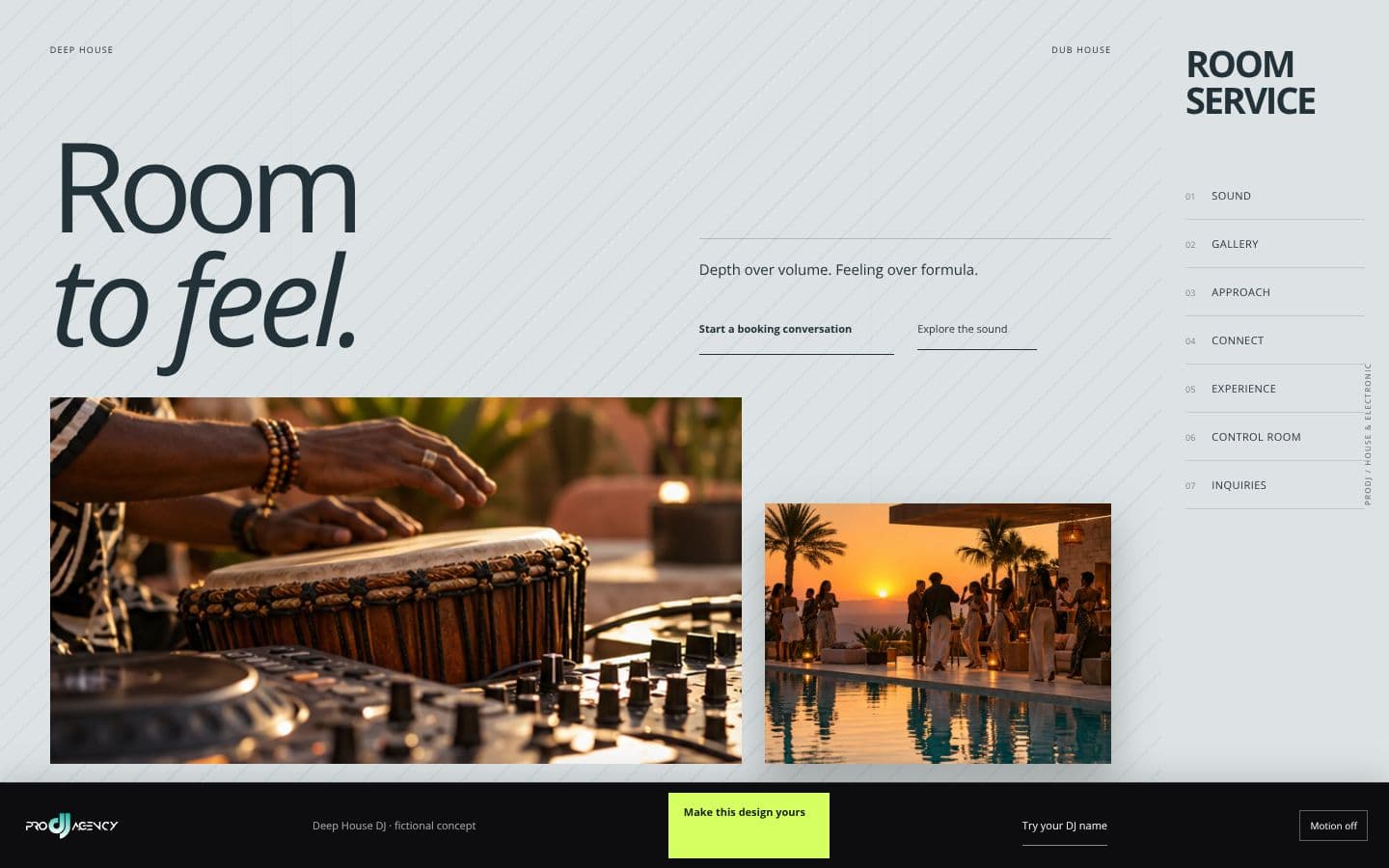 Deep House DJ website design preview