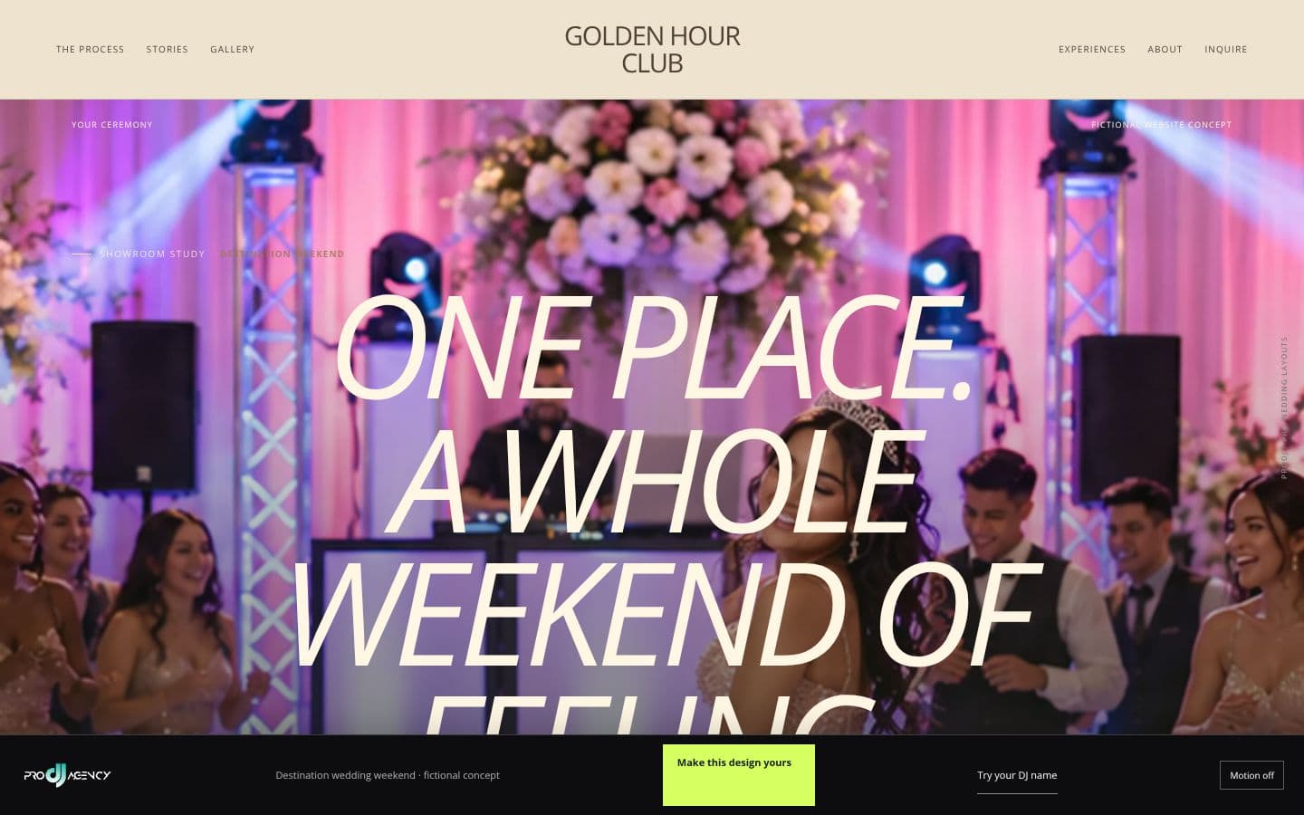 Destination wedding weekend website design preview