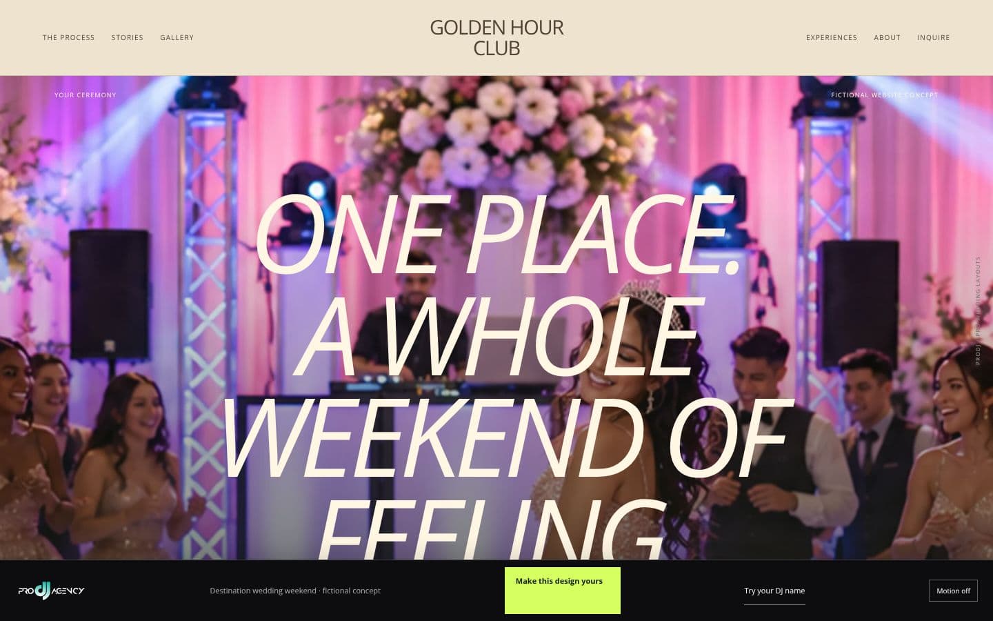 Destination wedding weekend website design preview