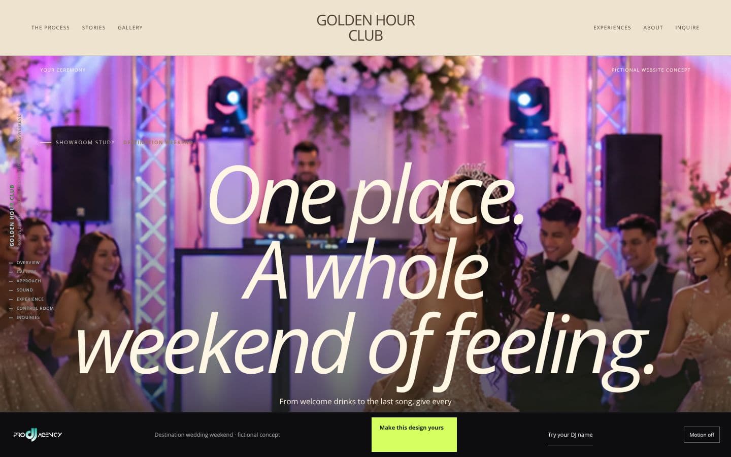 Destination wedding weekend website design preview