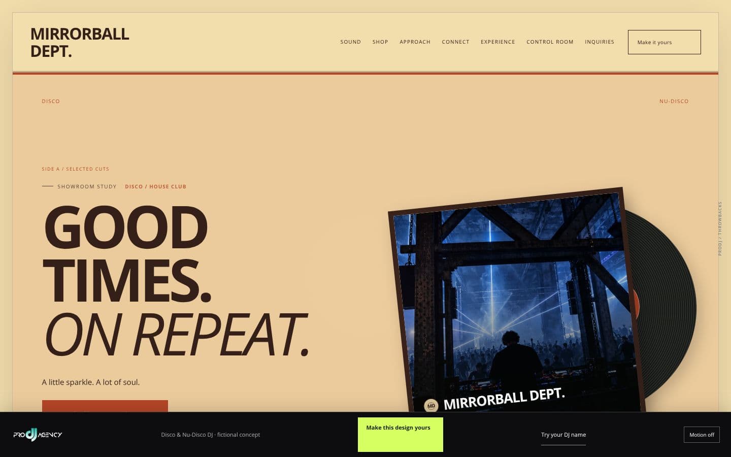 Disco & Nu-Disco DJ website design preview