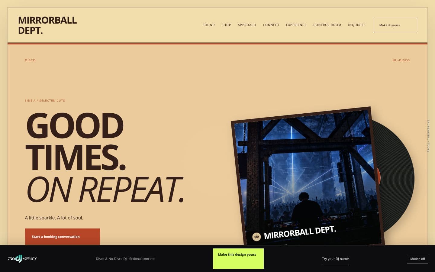 Disco & Nu-Disco DJ website design preview