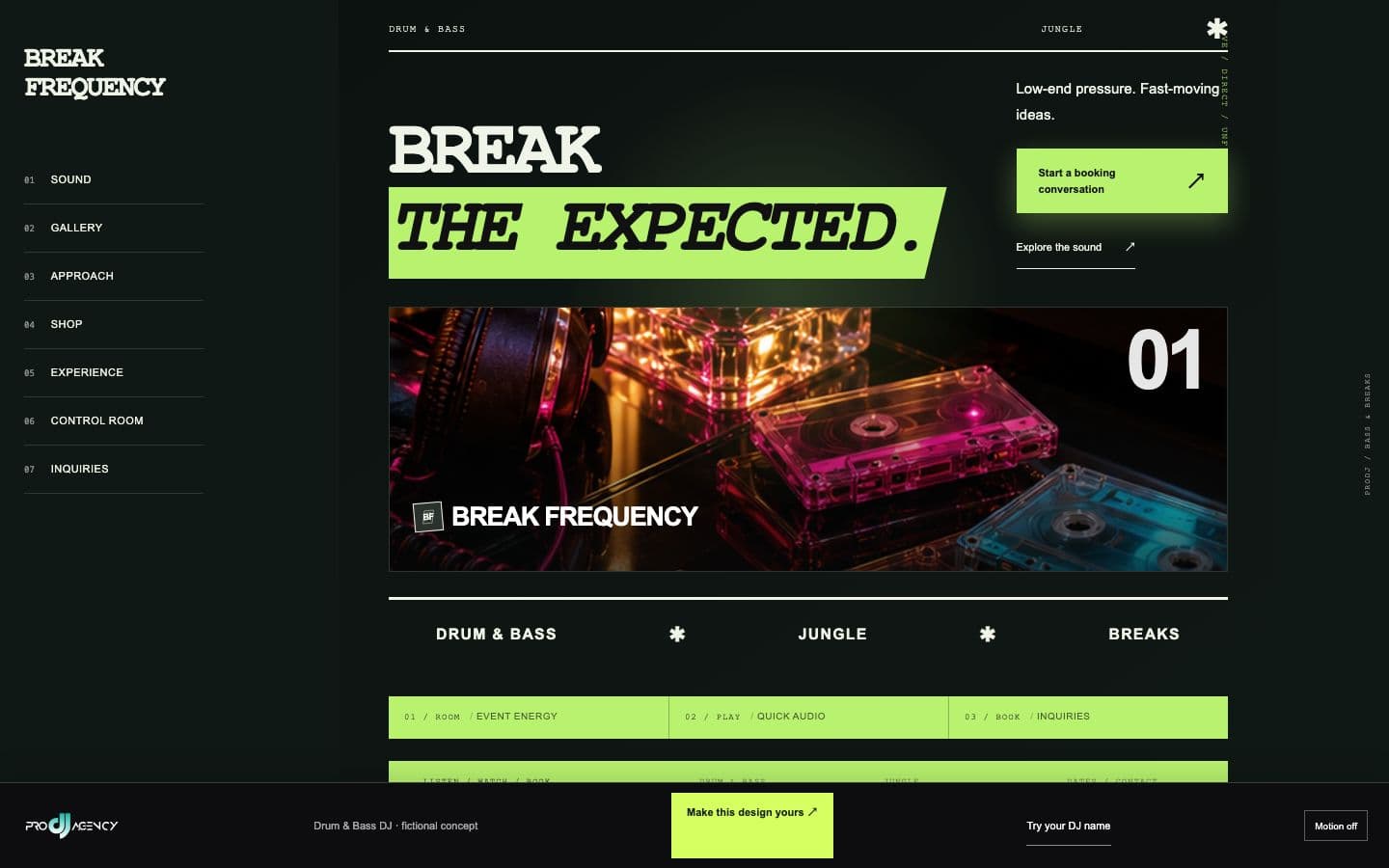Drum & Bass DJ website design preview