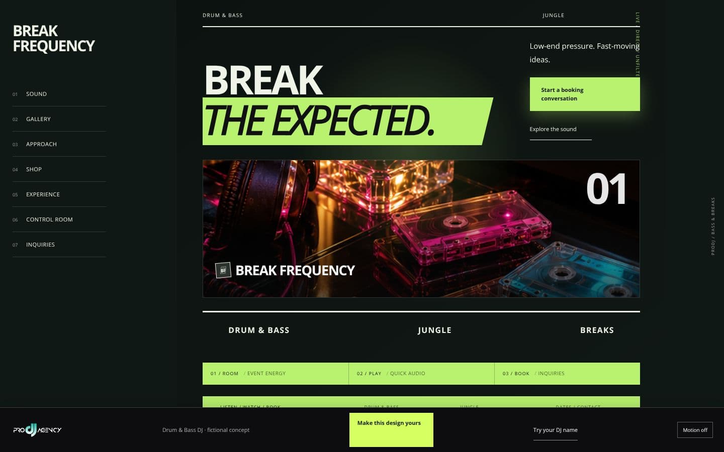 Drum & Bass DJ website design preview
