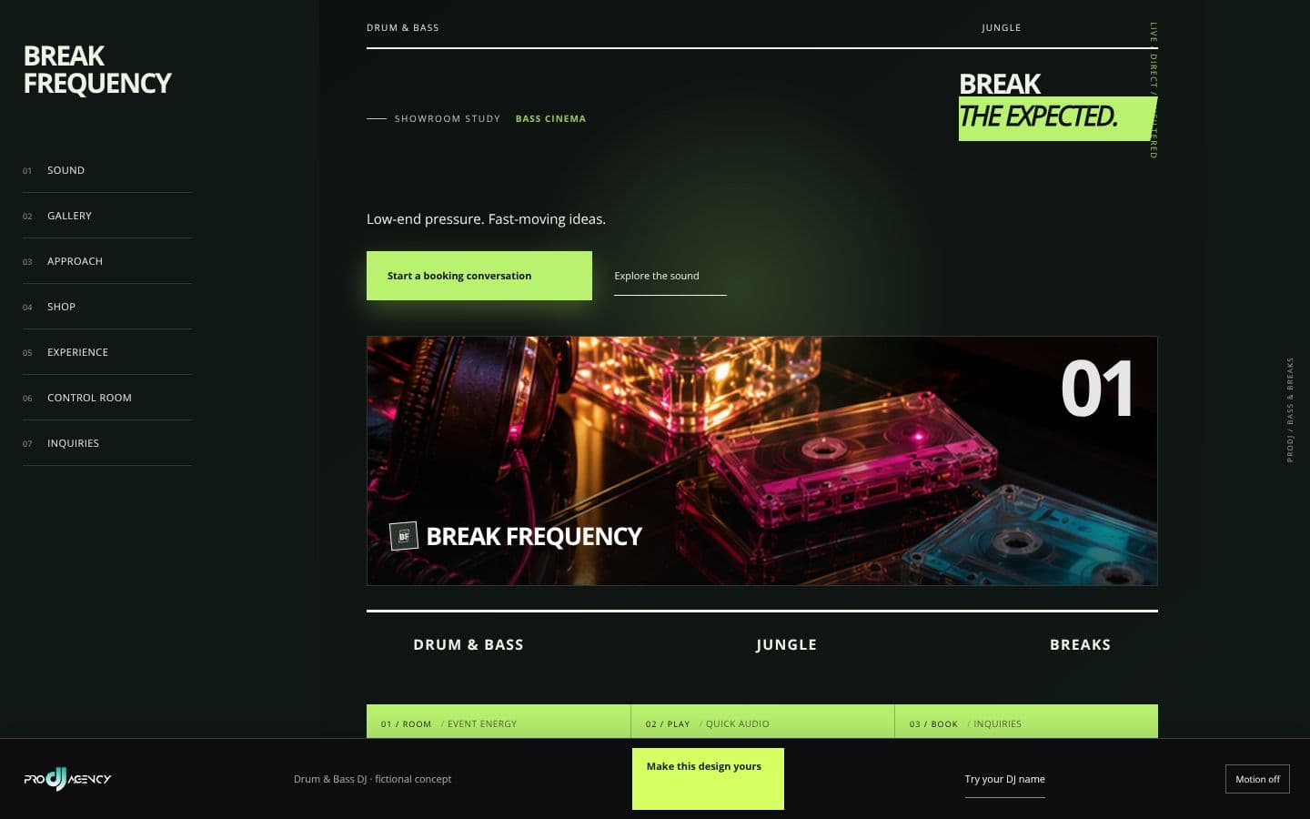Drum & Bass DJ website design preview