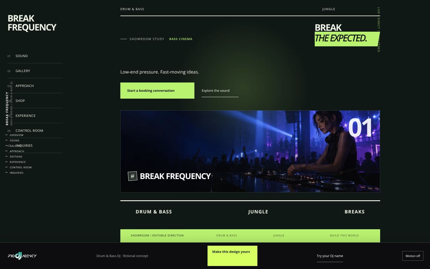 Drum & Bass DJ website design preview