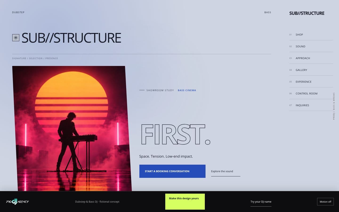 Dubstep & Bass DJ website design preview