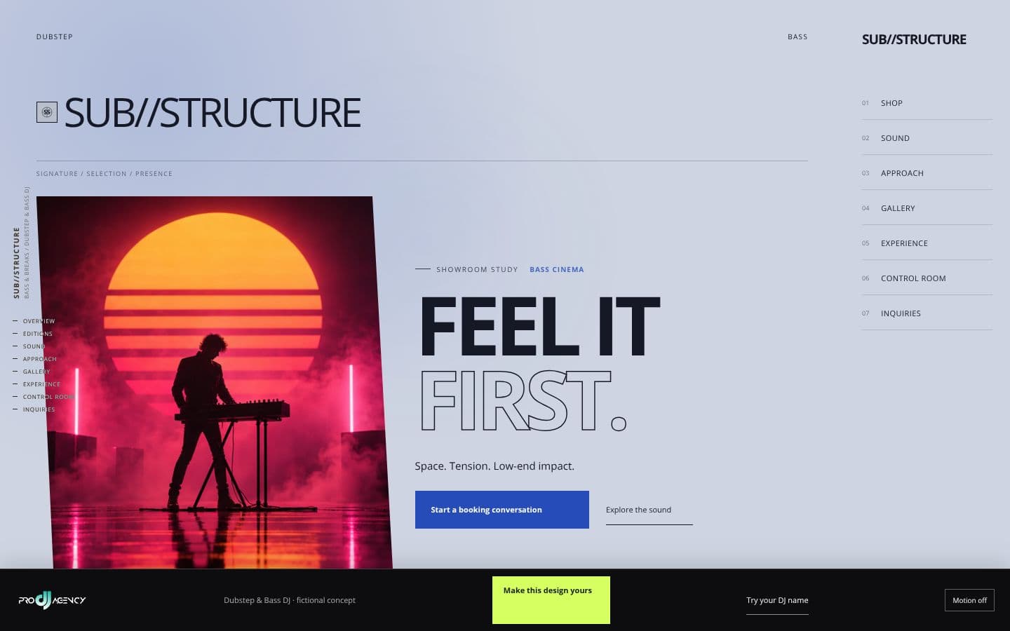 Dubstep & Bass DJ website design preview
