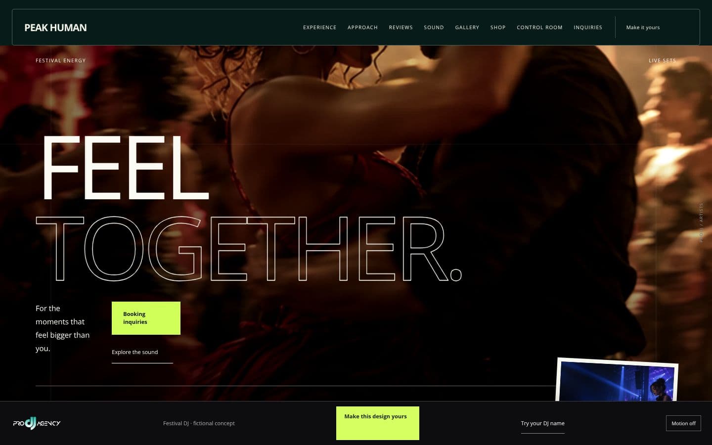 Festival DJ website design preview