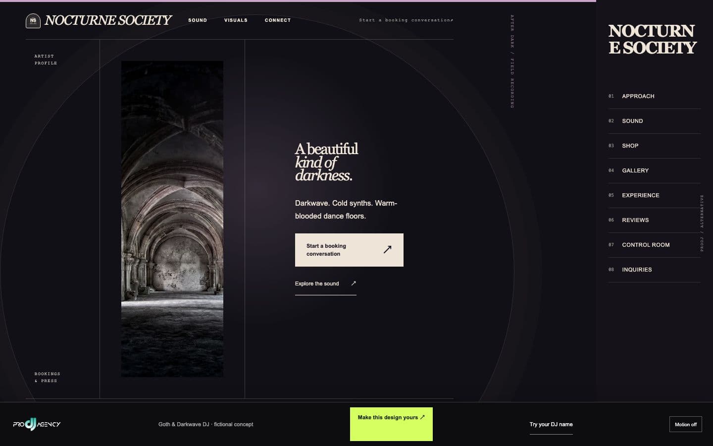 Goth & Darkwave DJ website design preview