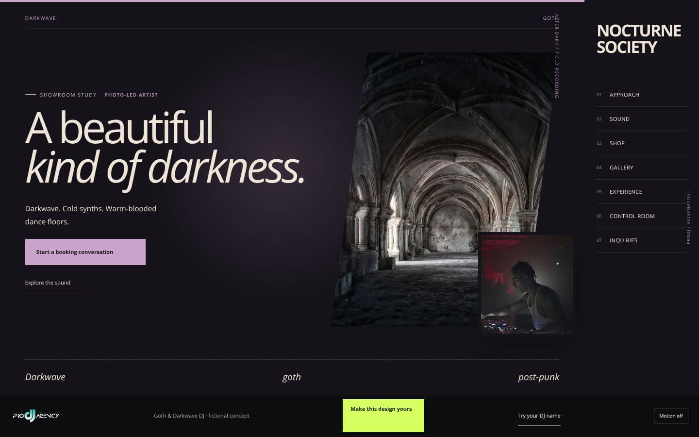 Goth & Darkwave DJ website design preview