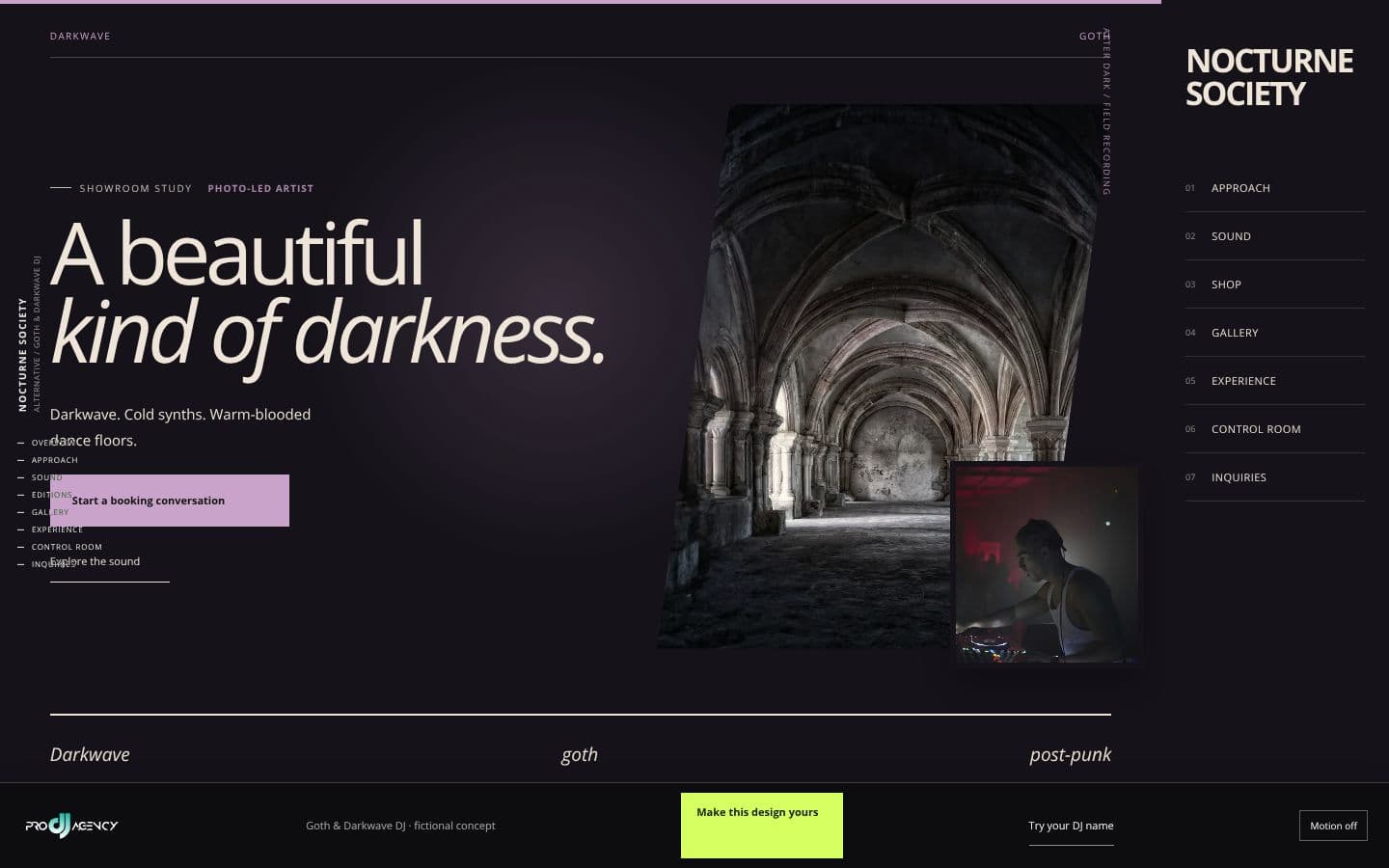 Goth & Darkwave DJ website design preview