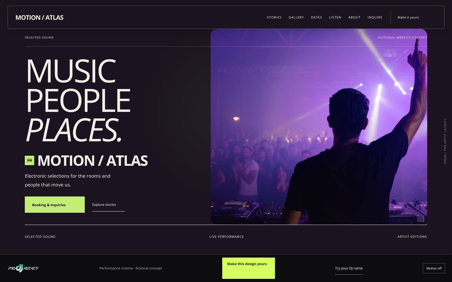 Performance cinema website design preview