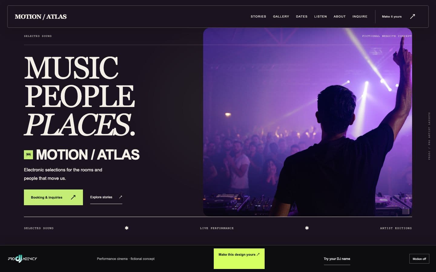 Performance cinema website design preview