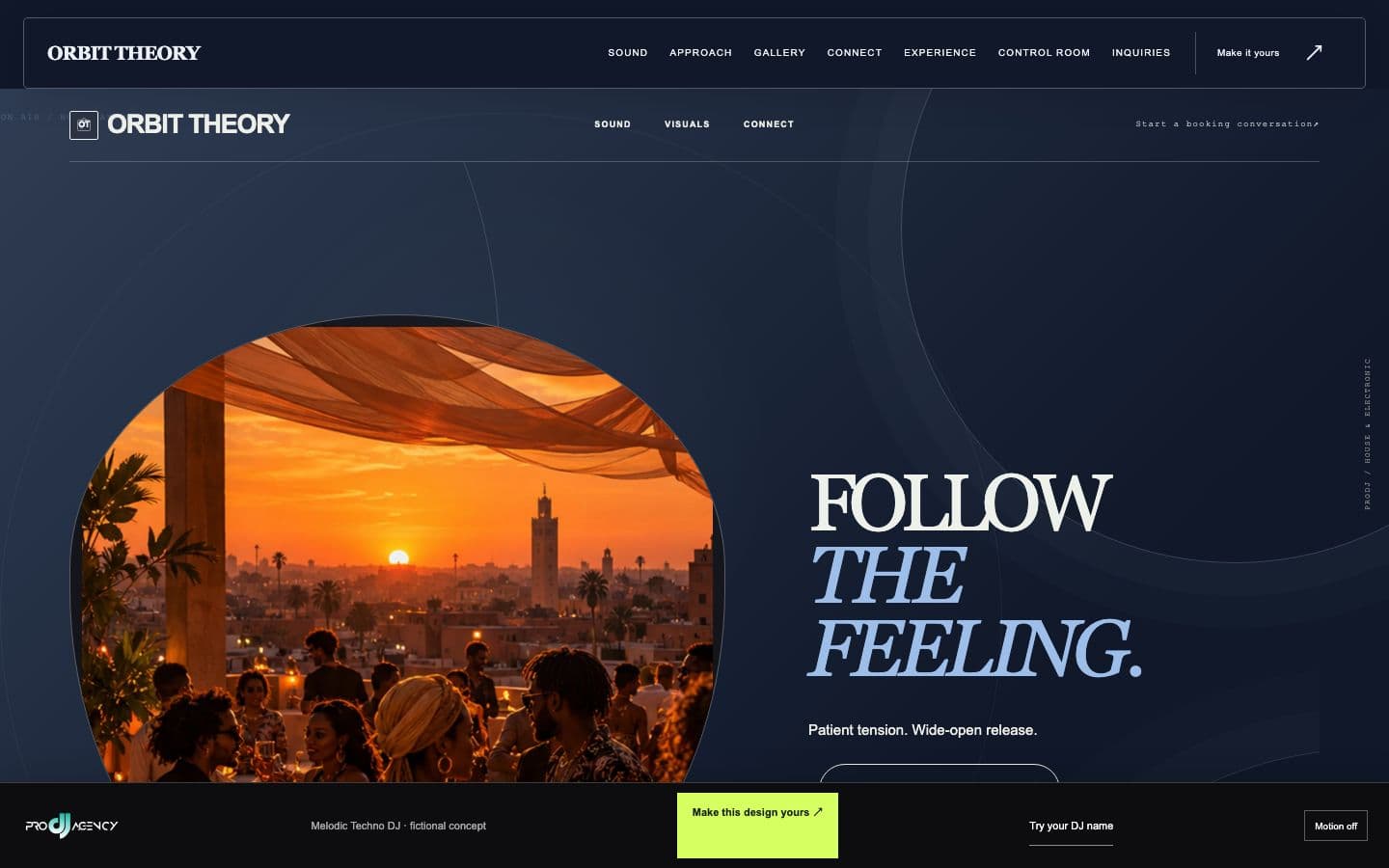 Melodic Techno DJ website design preview