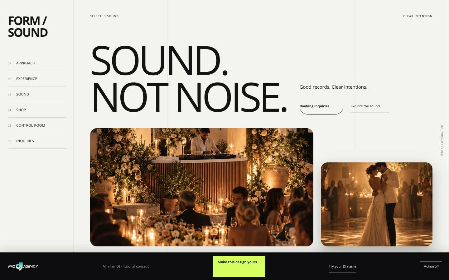Minimal DJ website design preview