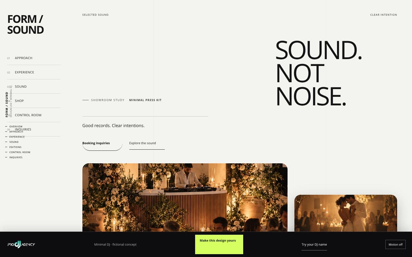 Minimal DJ website design preview