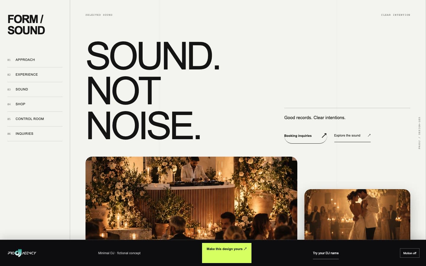 Minimal DJ website design preview