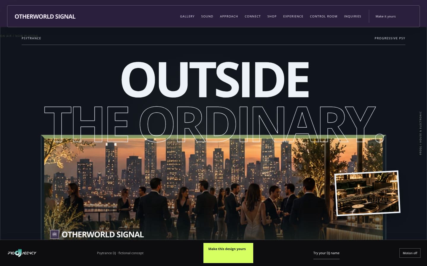 Psytrance DJ website design preview