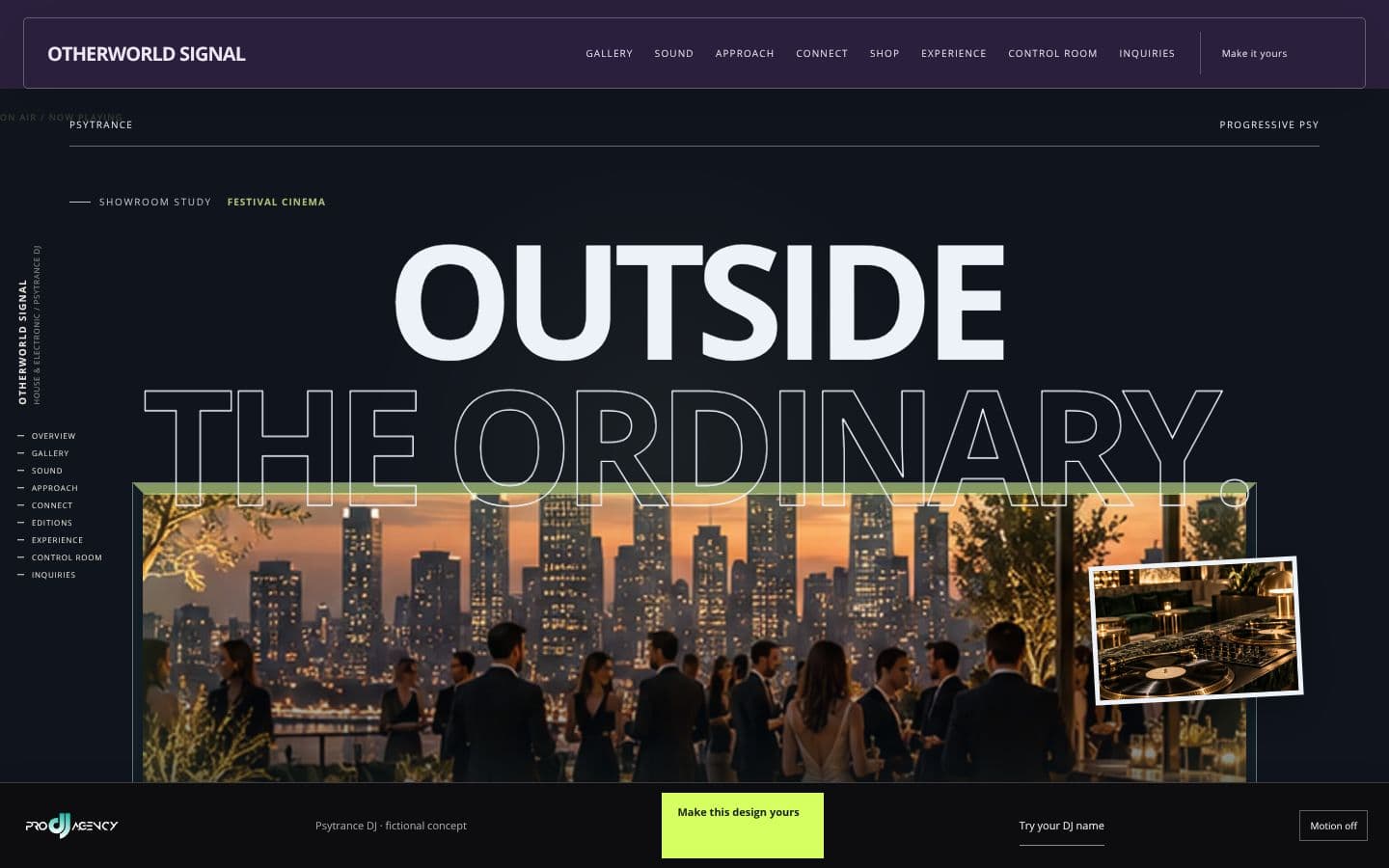 Psytrance DJ website design preview