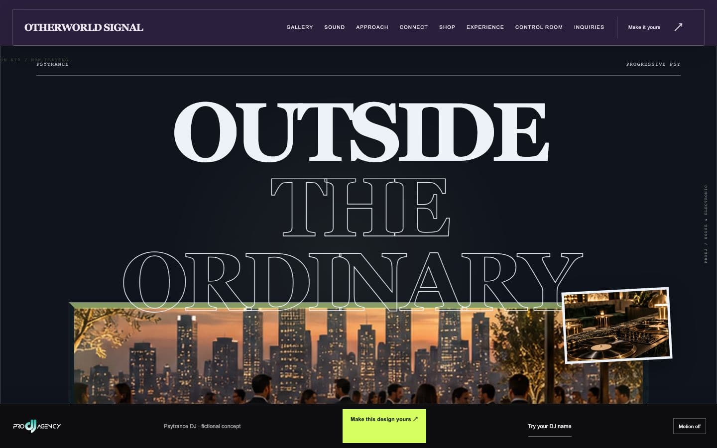 Psytrance DJ website design preview