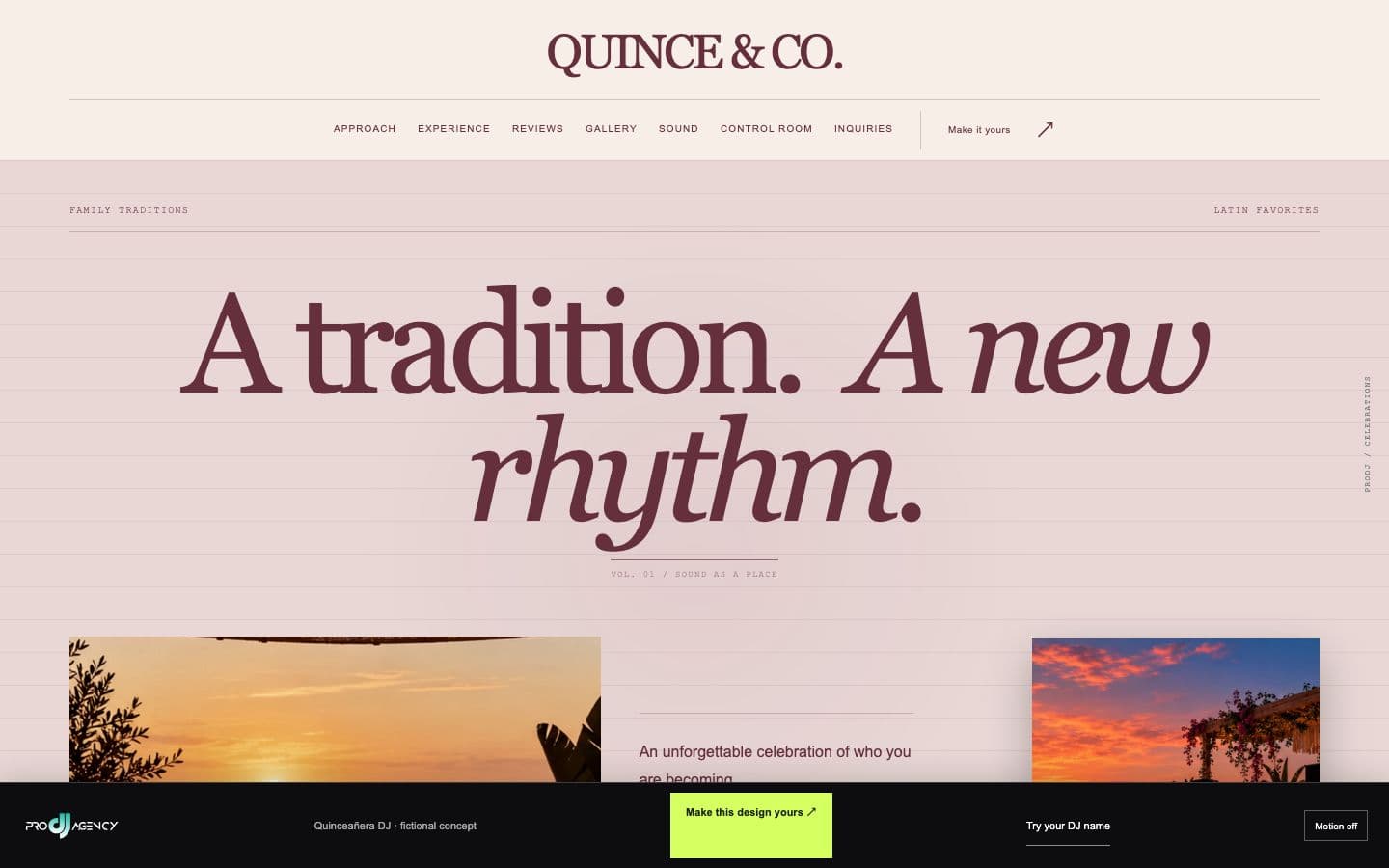 Quinceañera DJ website design preview