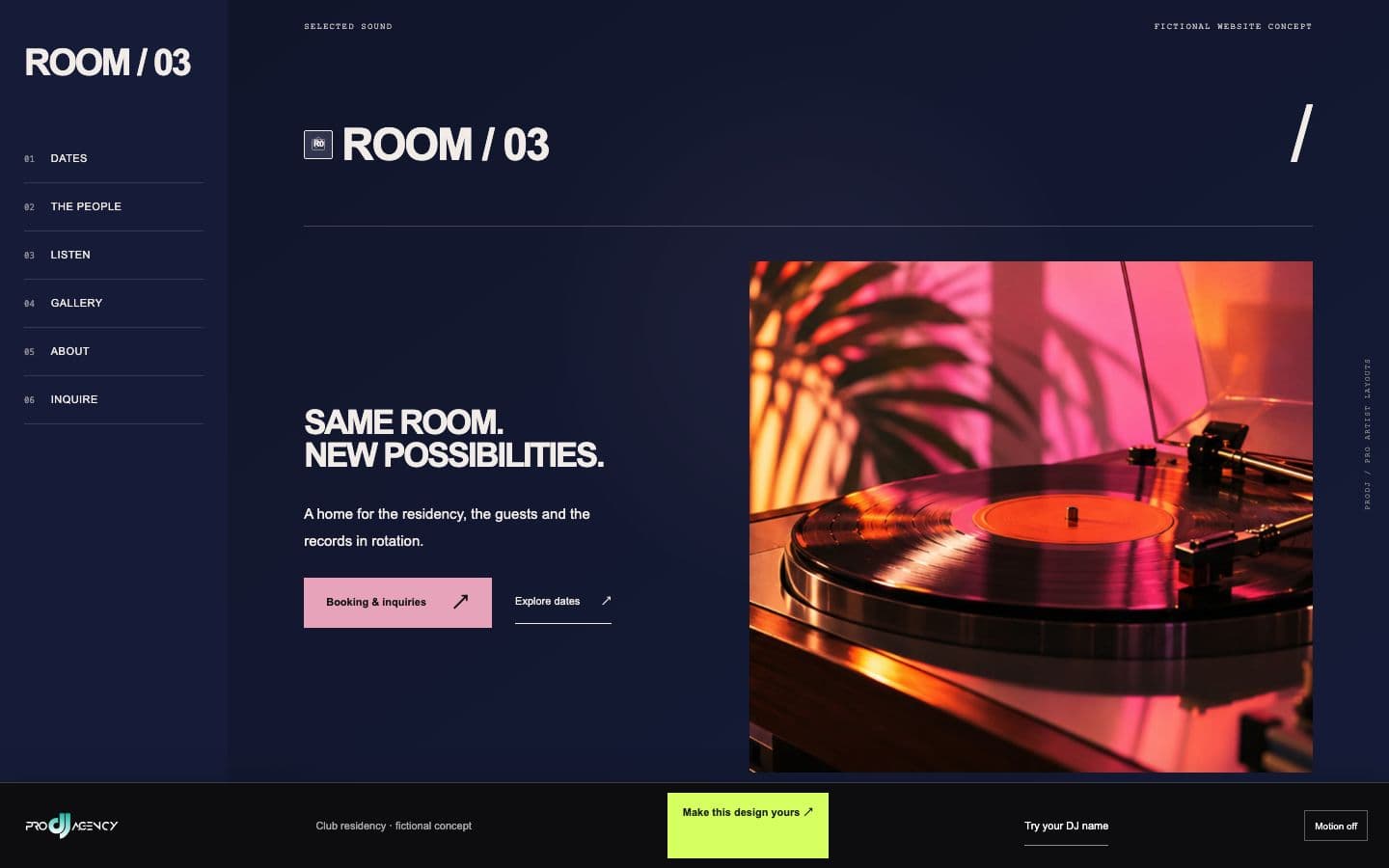 Club residency website design preview
