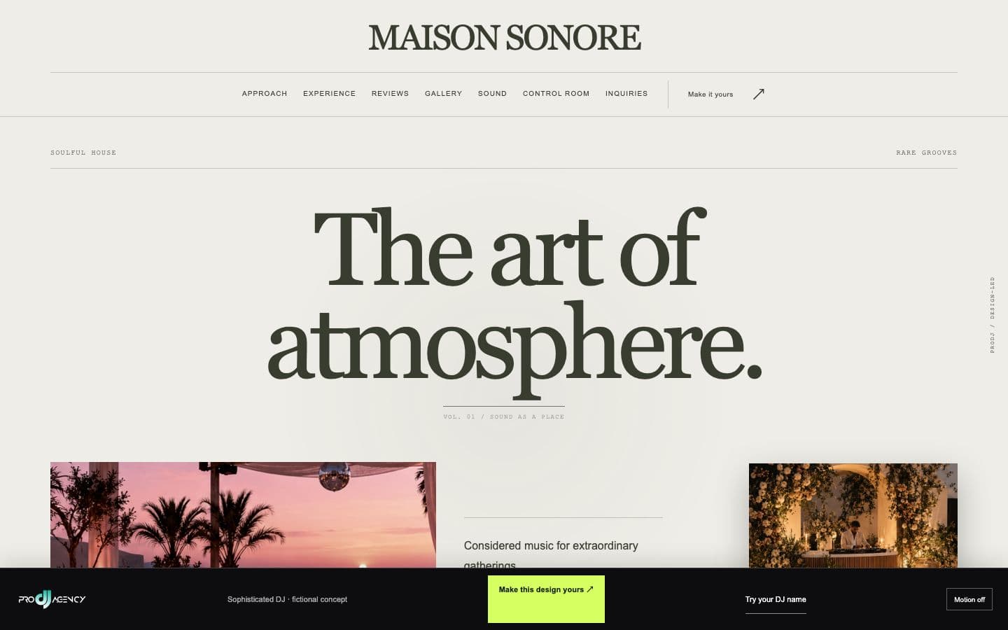 Sophisticated DJ website design preview
