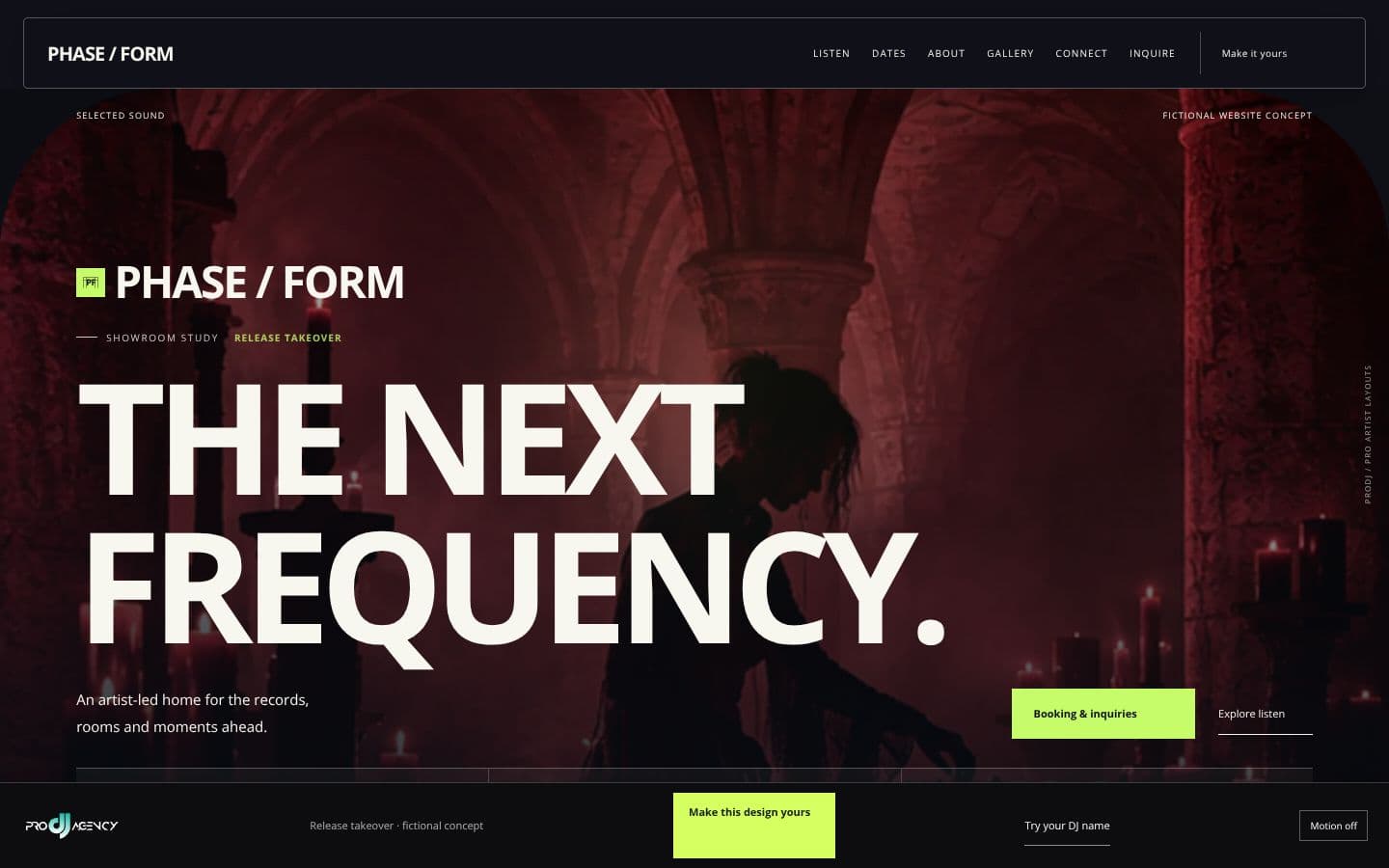 Release takeover website design preview