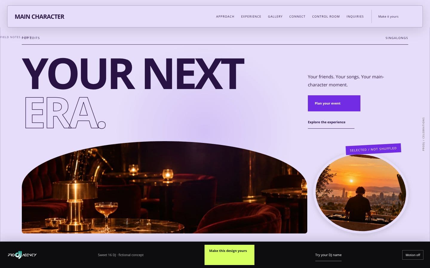 Sweet 16 DJ website design preview
