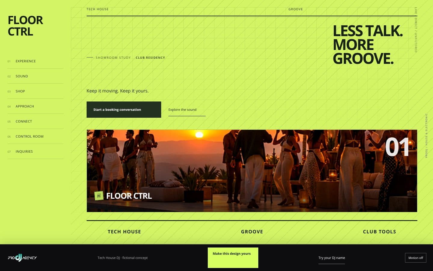 Tech House DJ website design preview