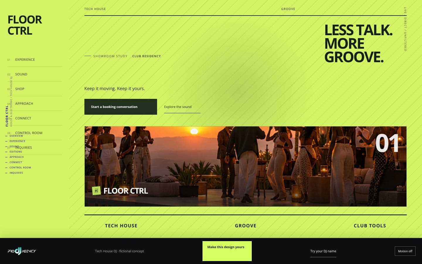 Tech House DJ website design preview