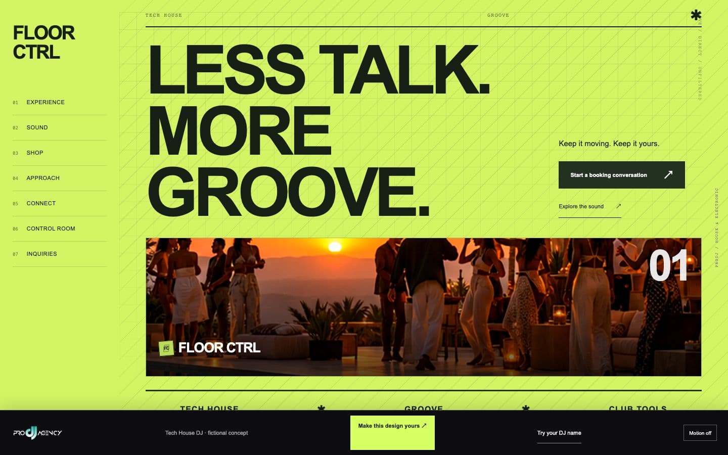 Tech House DJ website design preview