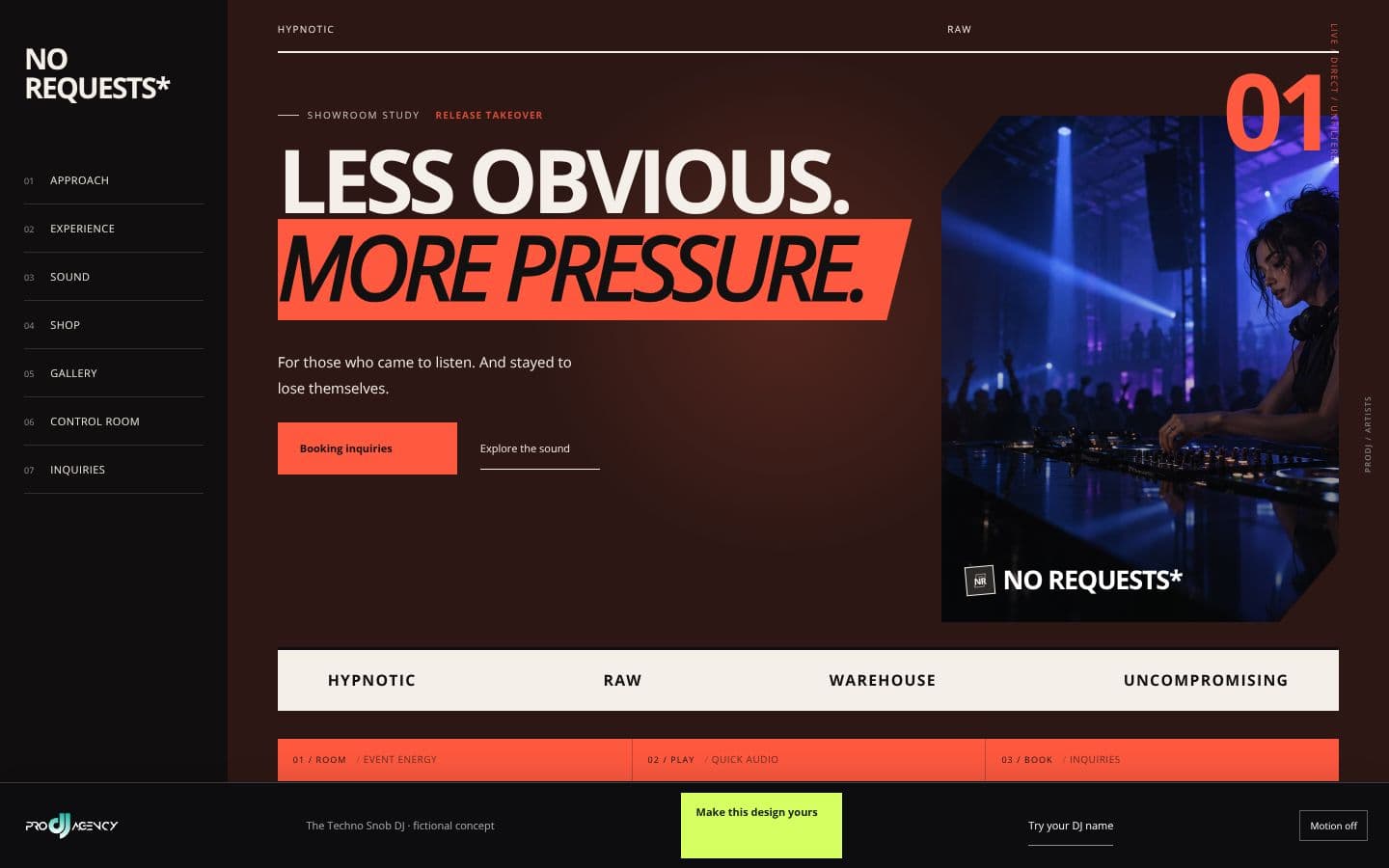 The Techno Snob DJ website design preview