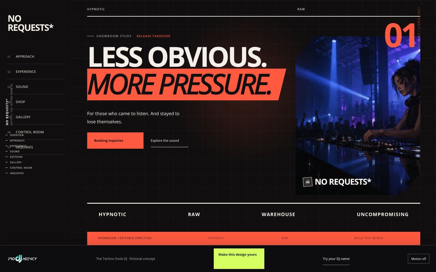 The Techno Snob DJ website design preview