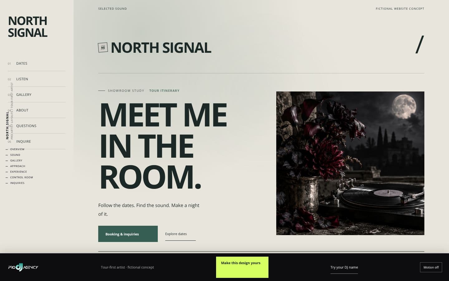 Tour-first artist website design preview
