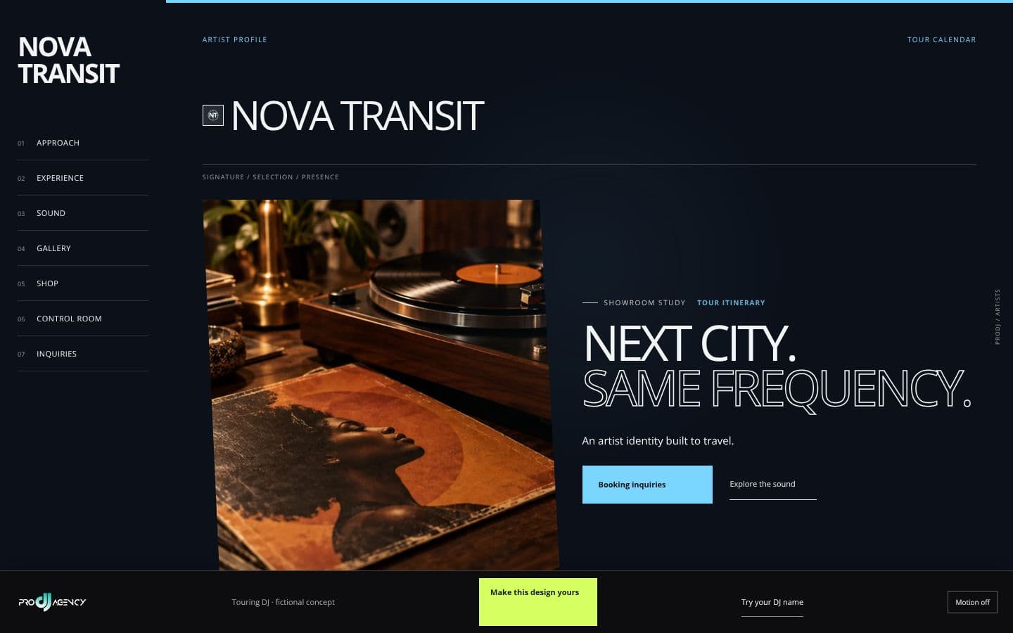 Touring DJ website design preview