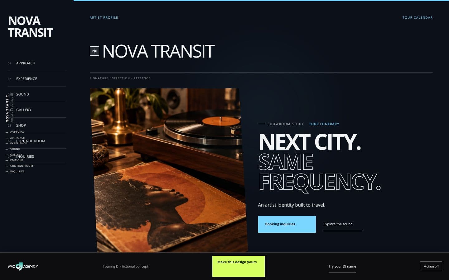Touring DJ website design preview