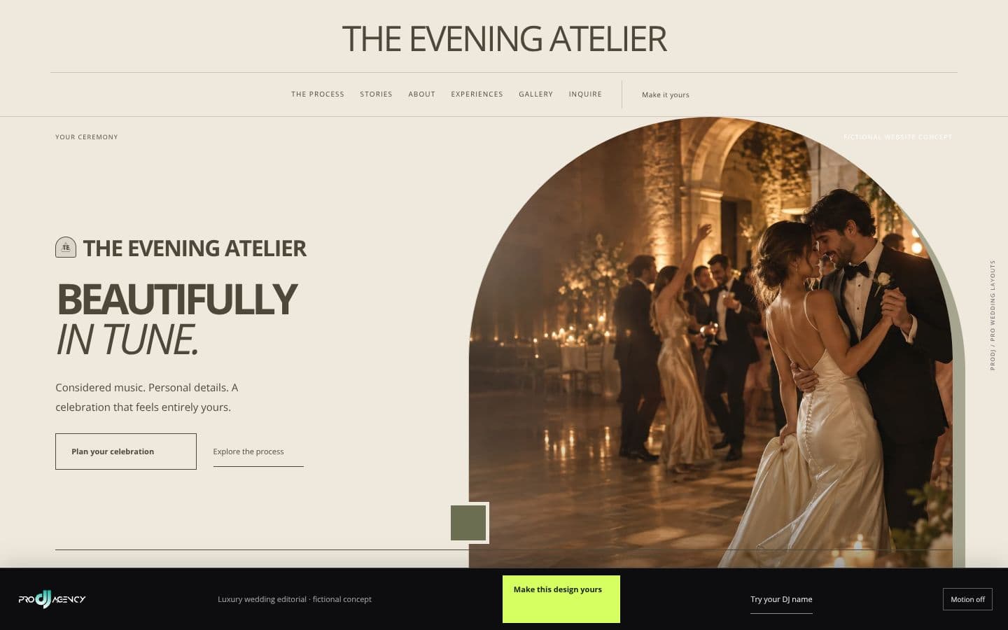 Luxury wedding editorial website design preview
