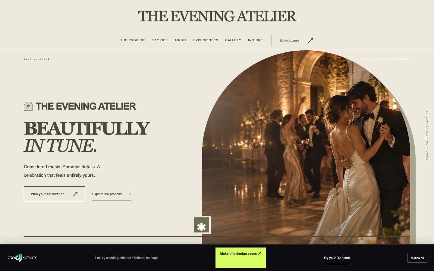 Luxury wedding editorial website design preview