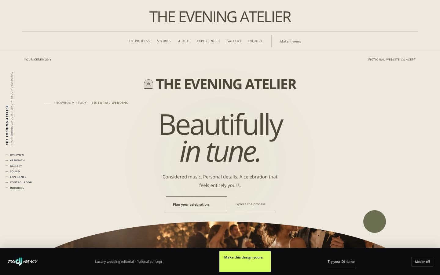 Luxury wedding editorial website design preview